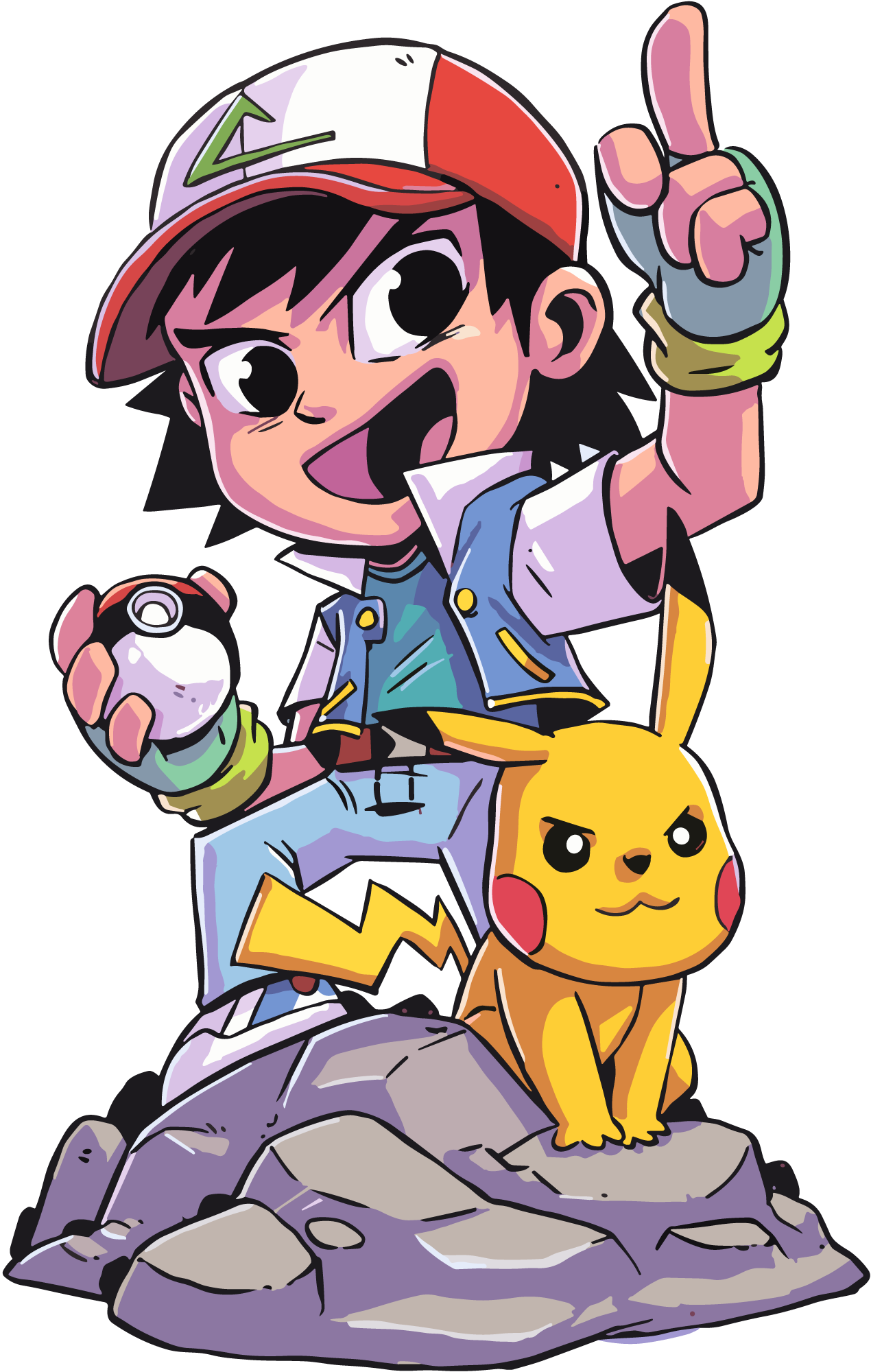 Ash and Pikachu Sticker