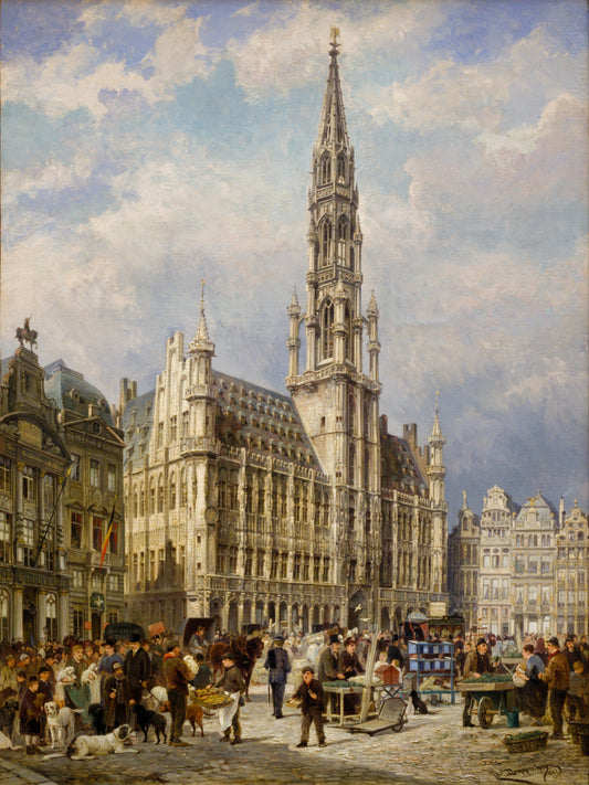 Brussels_ Grand Place in 1887 by Christiaan Dommershuijzen