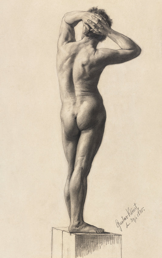 Male Nude (1880) by Gustav Klimt (Combo of 2)