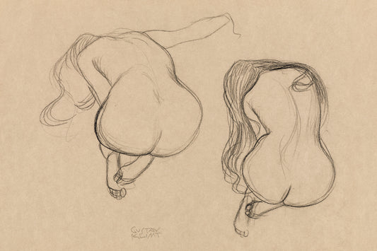 Naked woman showing her bottom. by Gustav Klimt