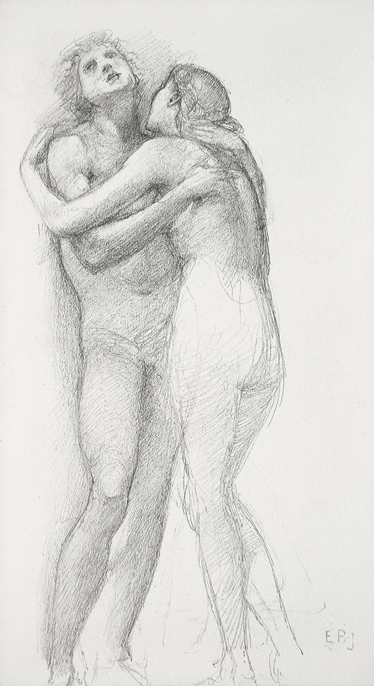 Two Nudes Embracing (1833–1898) drawing in high resolution by Sir Edward Burne–Jones